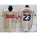 Los Angeles Angels #23 Archie Bradley Number Cream CLOTHIN 2022 City Connect Cool Base Stitched Jersey