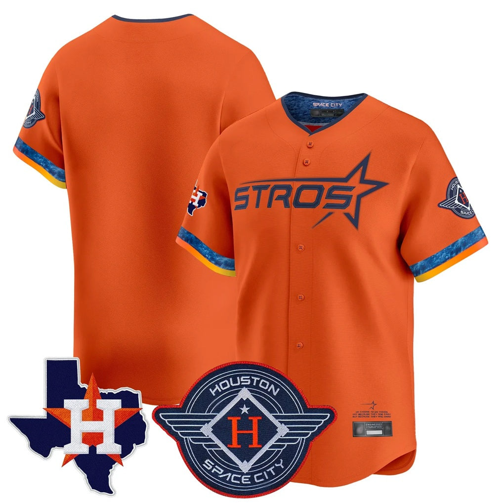 Houston Astros Blank Player Orange CLOTHIN City Connect Texas Patch Vapor Premier Limited Home Stitched Jerseys