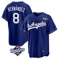Los Angeles Dodgers #8 Enrique Hern¨¢ndez Player Royal CLOTHIN World Series Game Stitched Jerseys