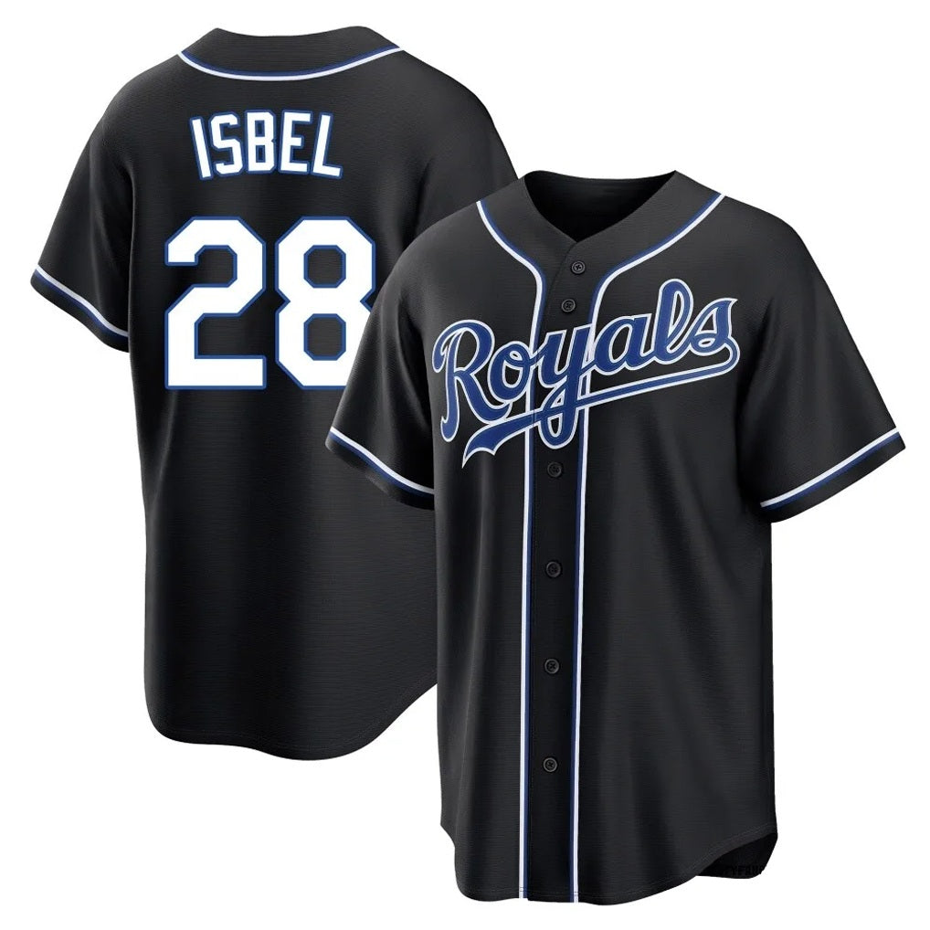 Kansas City Royals #28 Kyle Isbel Player Black CLOTHIN Carbon Fashion Home Game Stitched Jerseys
