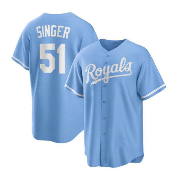 Kansas City Royals #51 Brady Singer Light Blue CLOTHIN Stitched Jersey