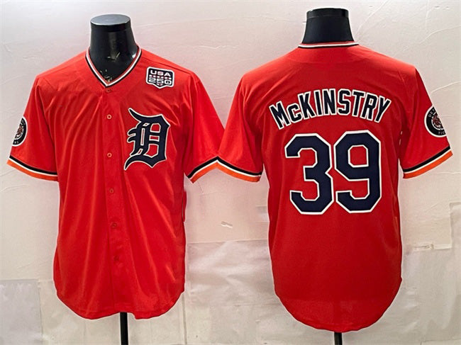 Detroit Tigers #39 Zach McKinstry Orange CLOTHIN 2026 Alternate USA 250' Patch Vapor Premier Limited Stitched Jersey