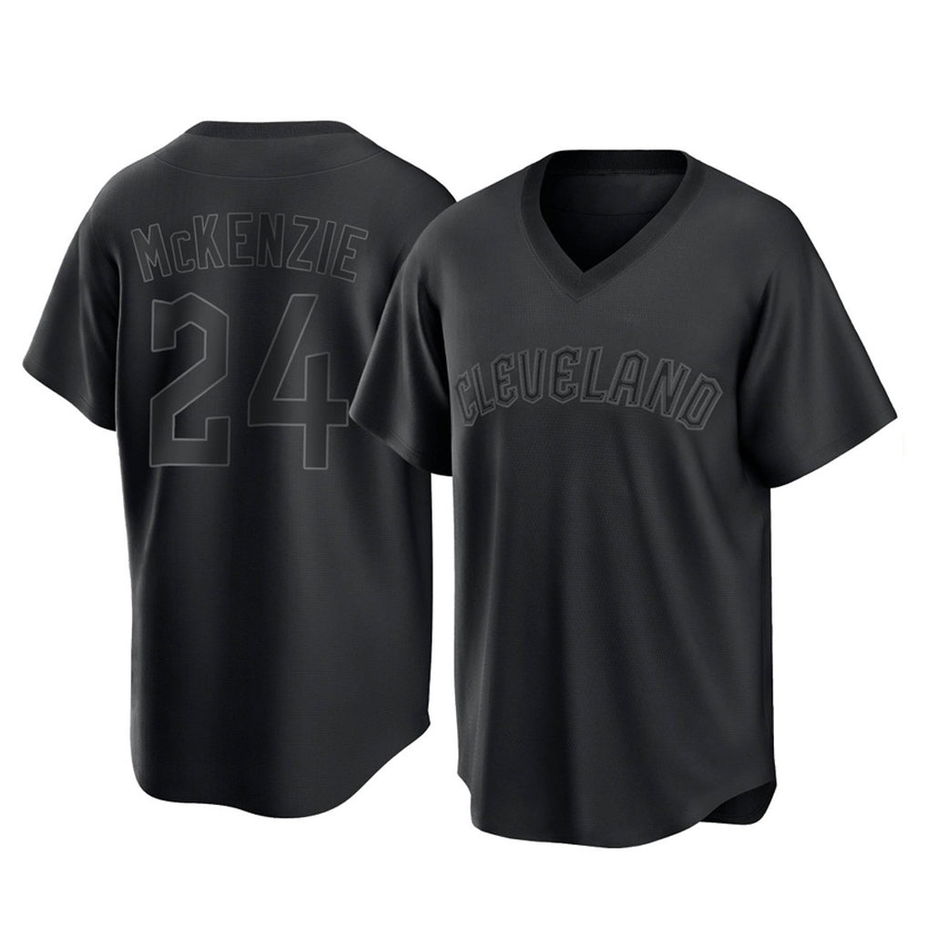 Cleveland Guardians #24 Triston McKenzie Player Black CLOTHIN T-shirt Home Game Stitched Jerseys