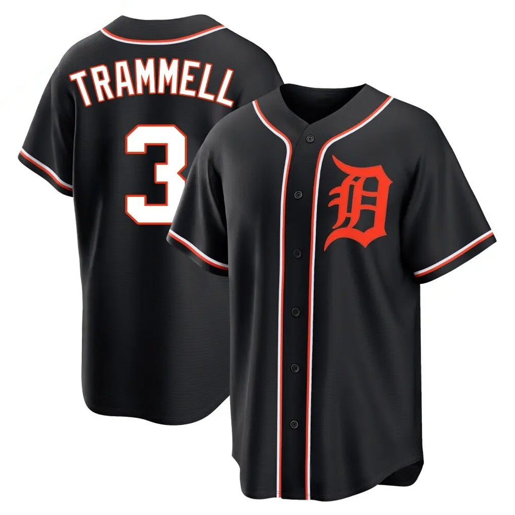 Detroit Tigers #3 Alan Trammell Player Black CLOTHIN Fashion Out Home Game Stitched Jerseys