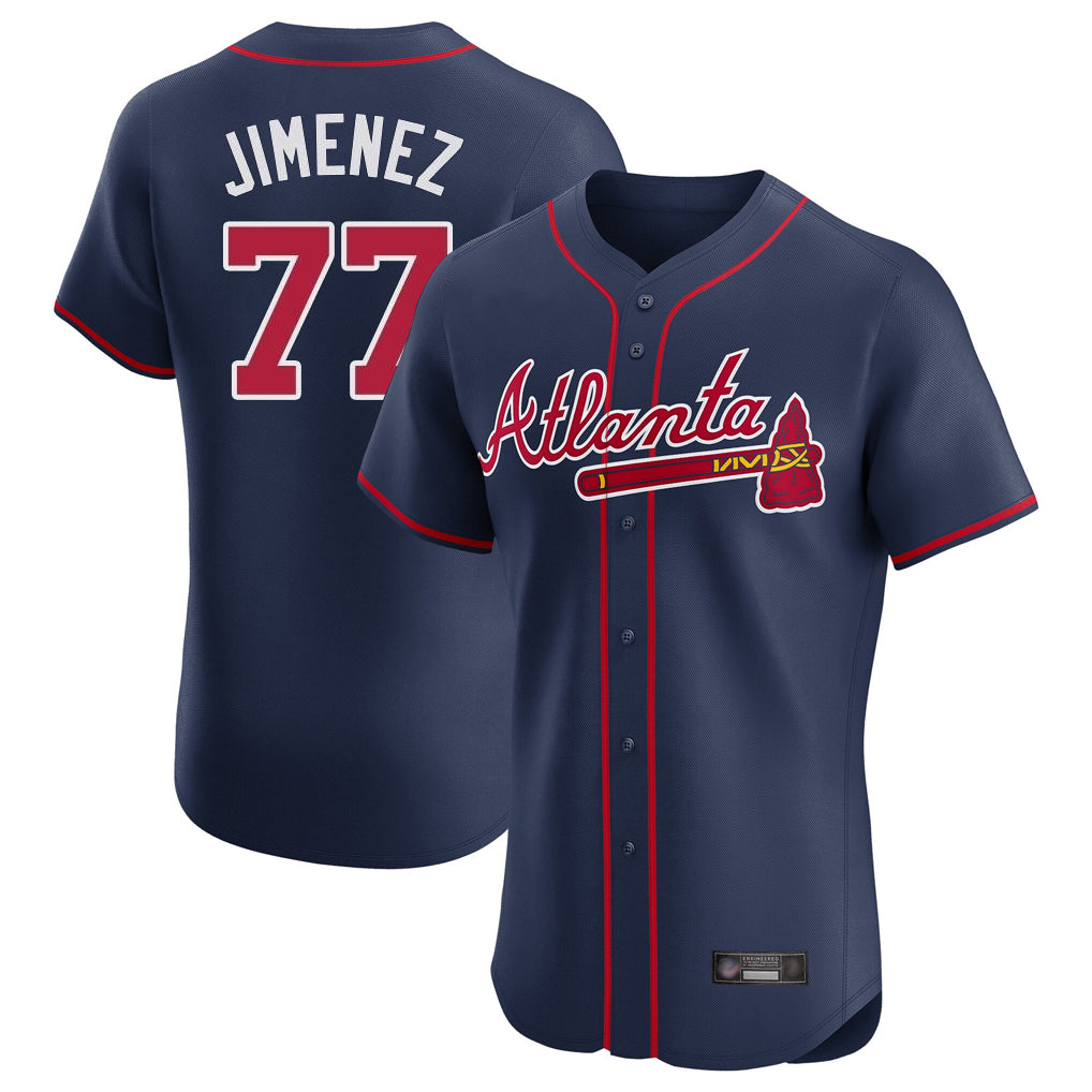 Atlanta Braves #77 Joe Jimenez Player Navy CLOTHIN Limited Elite Home Game Stitched Jerseys