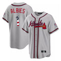 Atlanta Braves #1 Ozzie Albies Player Gray CLOTHIN USA 250 Fourth Of July Limited Home Game Stitched Jerseys