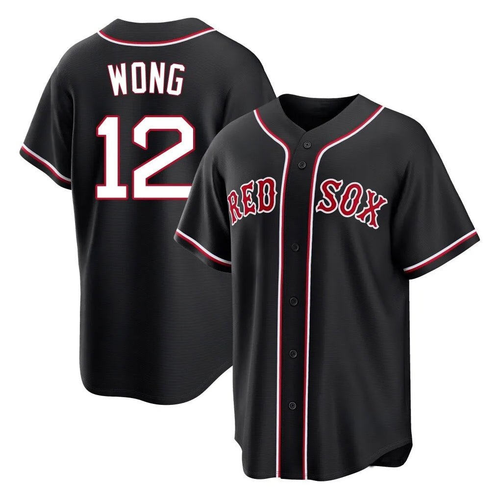 Boston Red Sox #12 Connor Wong Player Black CLOTHIN Out Home Game Stitched Jerseys