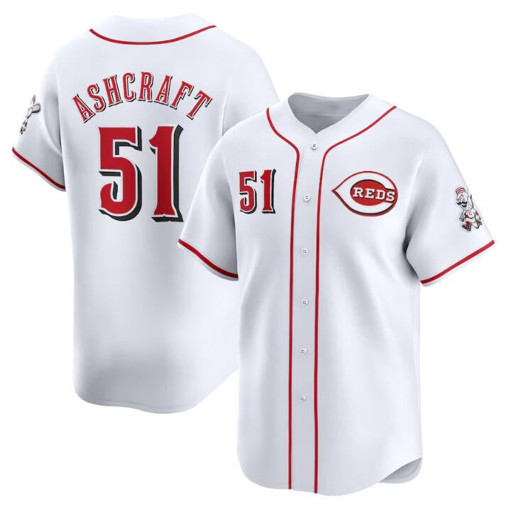 Cincinnati Reds #51 Graham Ashcraft White CLOTHIN Home Limited Stitched Jersey