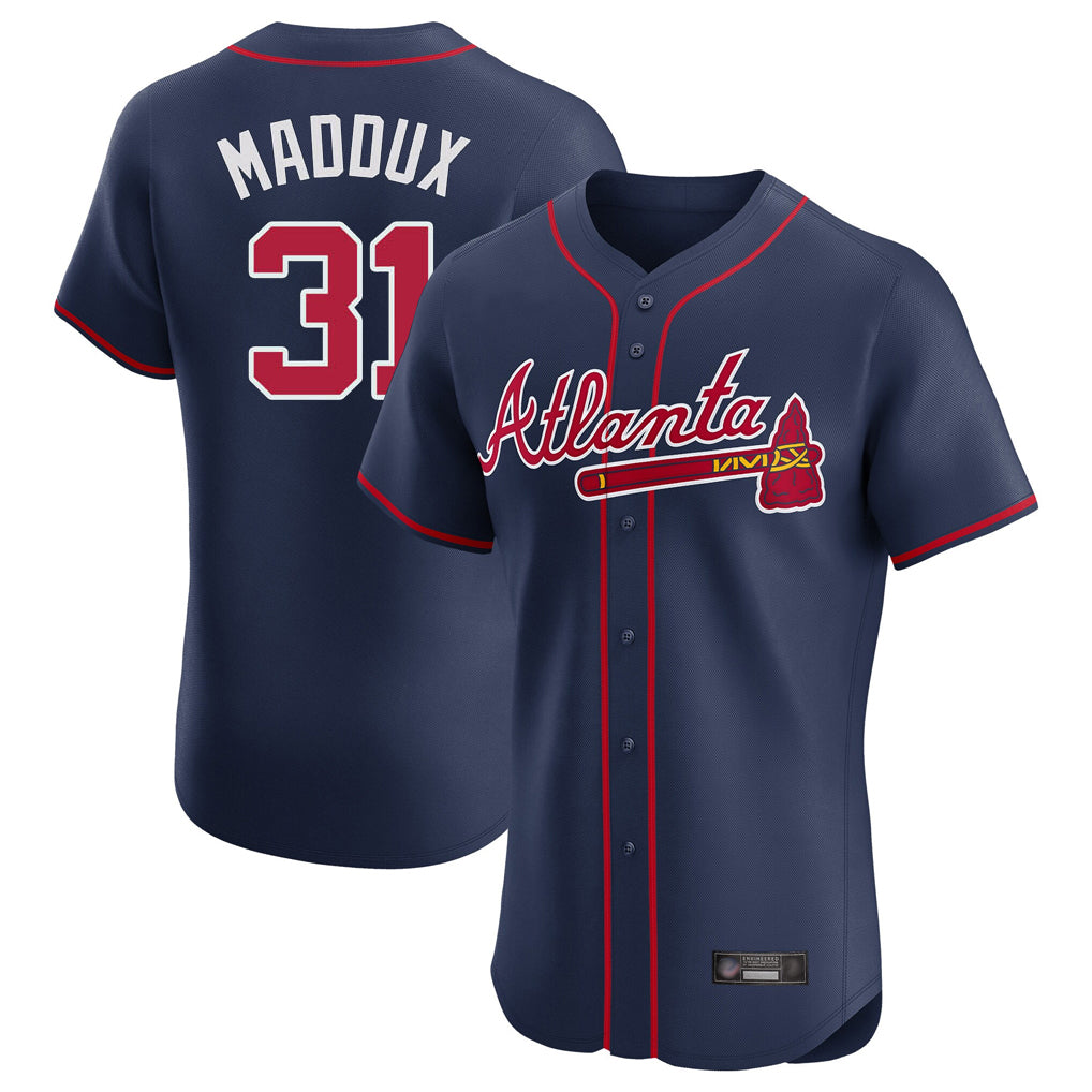 Atlanta Braves #31 Greg Maddux Player Navy CLOTHIN Limited Elite Home Game Stitched Jerseys