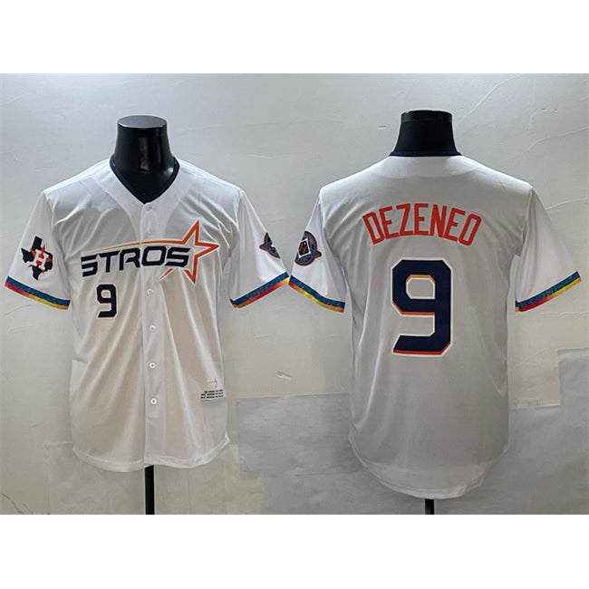 Houston Astros #9 Zach Dezenzo White CLOTHIN 2025 City Connect With Texas Patch Limited Stitched Jersey