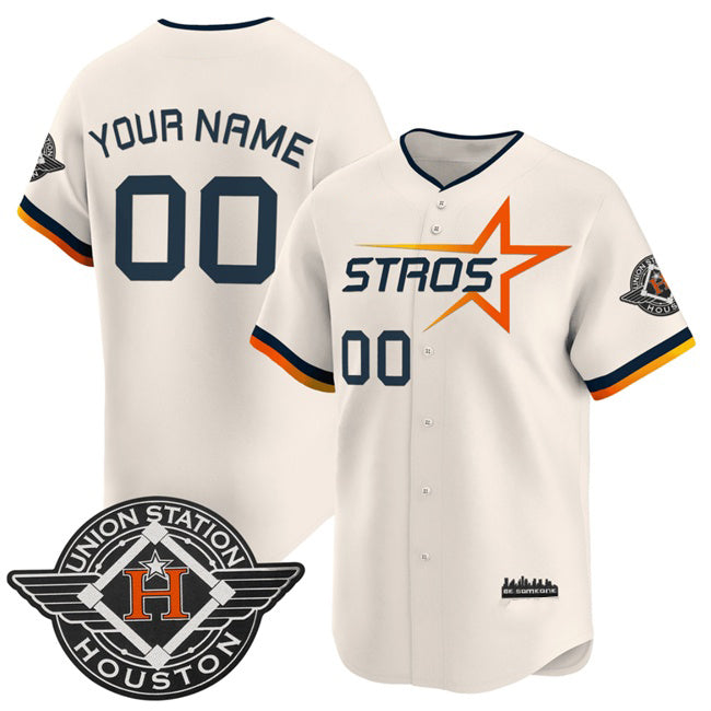 Custom Houston Astros Active Player Cream CLOTHIN 2025 City Connect Limited Stitched Jersey