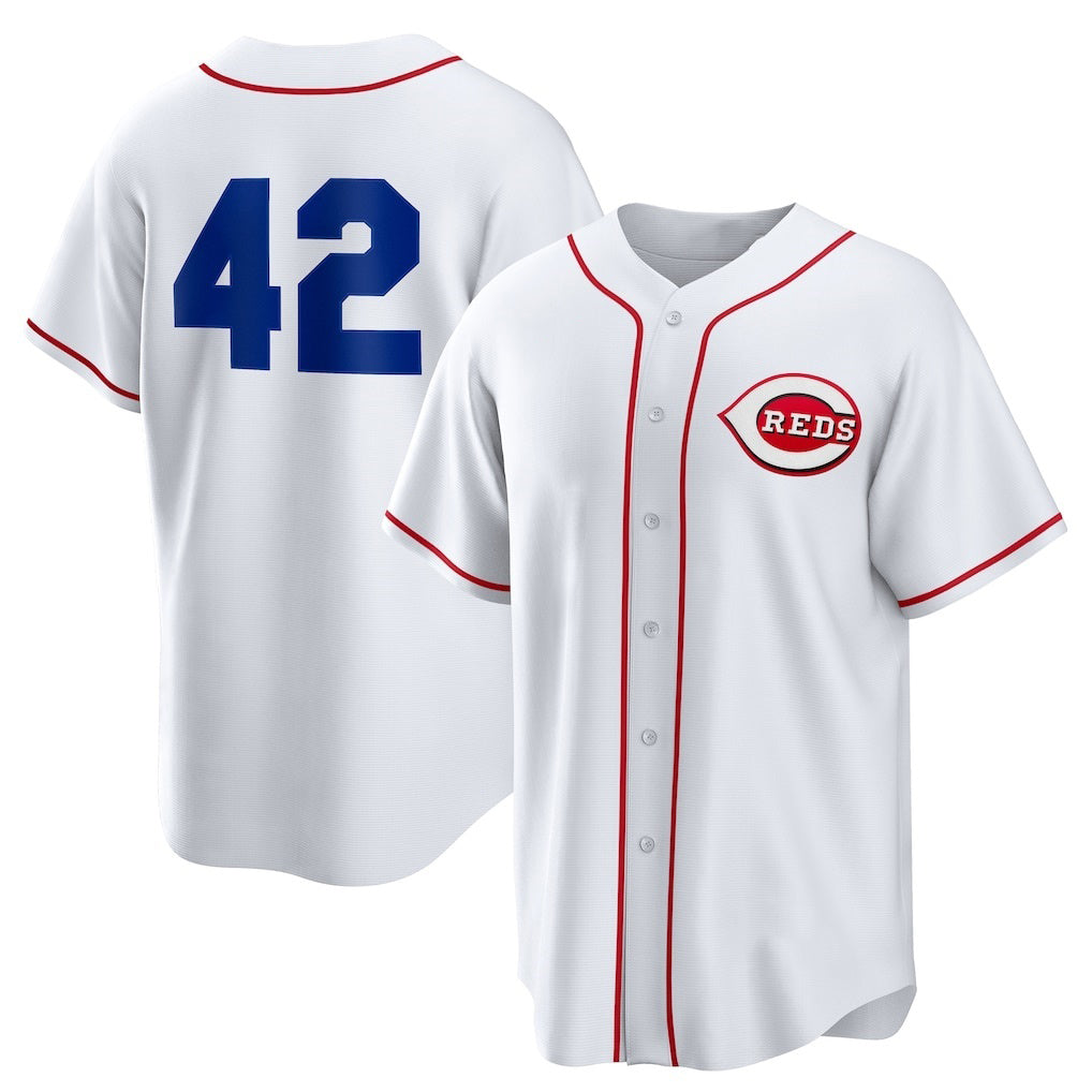 Cincinnati Reds #42 Jackie Robinson White CLOTHIN Home 2025 Day Replica Jersey