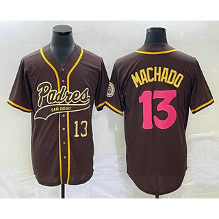 San Diego Padres #13 Manny Machado Number Brown CLOTHIN NEW 2023 City Connect Cool Base Stitched Jersey