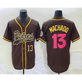 San Diego Padres #13 Manny Machado Number Brown CLOTHIN NEW 2023 City Connect Cool Base Stitched Jersey