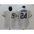 Chicago White Sox #24 Yasmani Grandal 2021 Cream CLOTHIN Navy Field of Dreams Name Flex Base Stitched Jersey