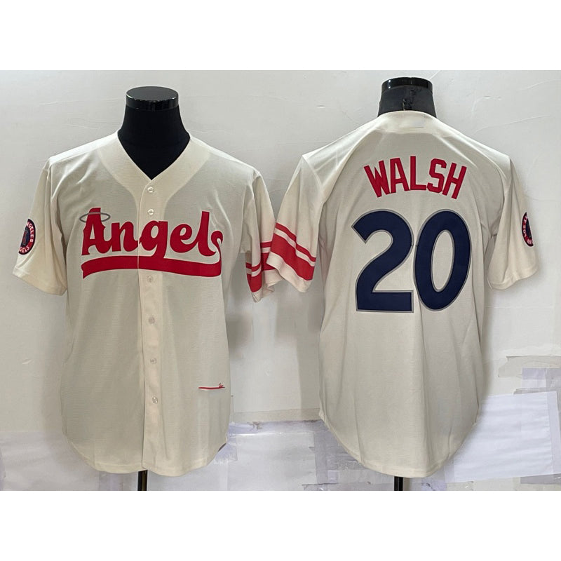 Los Angeles Angels #20 Jared Walsh Cream CLOTHIN 2022 City Connect Cool Base Stitched Jersey