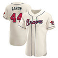 Atlanta Braves #44 Hank Aaron Player Cream CLOTHIN Limited Elite Home Game Stitched Jerseys