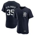 Detroit Tigers #35 Justin Verlander Player Navy CLOTHIN Limited Elite Home Stitched Jerseys