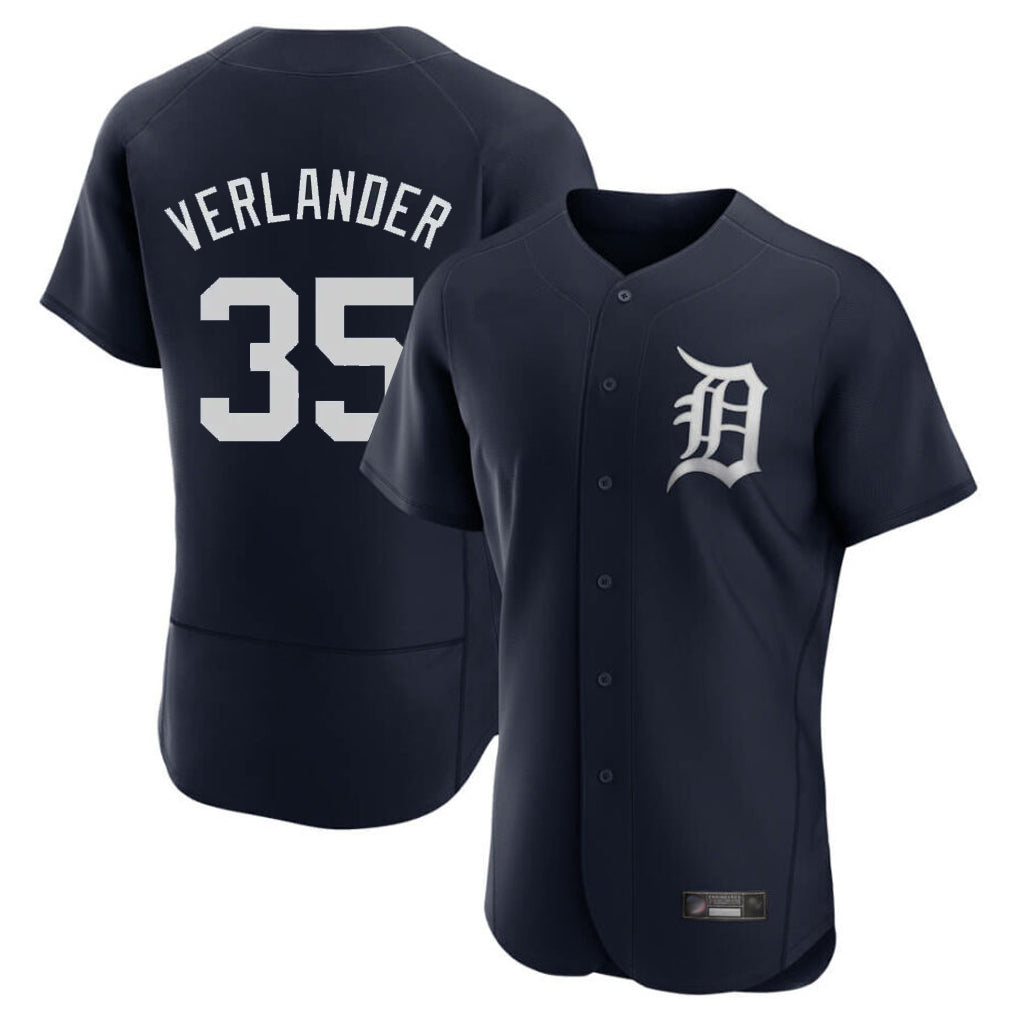 Detroit Tigers #35 Justin Verlander Player Navy CLOTHIN Limited Elite Home Stitched Jerseys