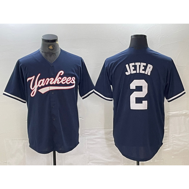 New York Yankees #2 Derek Jeter Navy CLOTHIN Cool Base Stitched Jersey