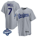 Los Angeles Dodgers #7 Blake Snell Player Gray CLOTHIN Game World Series Meet Stitched Jerseys