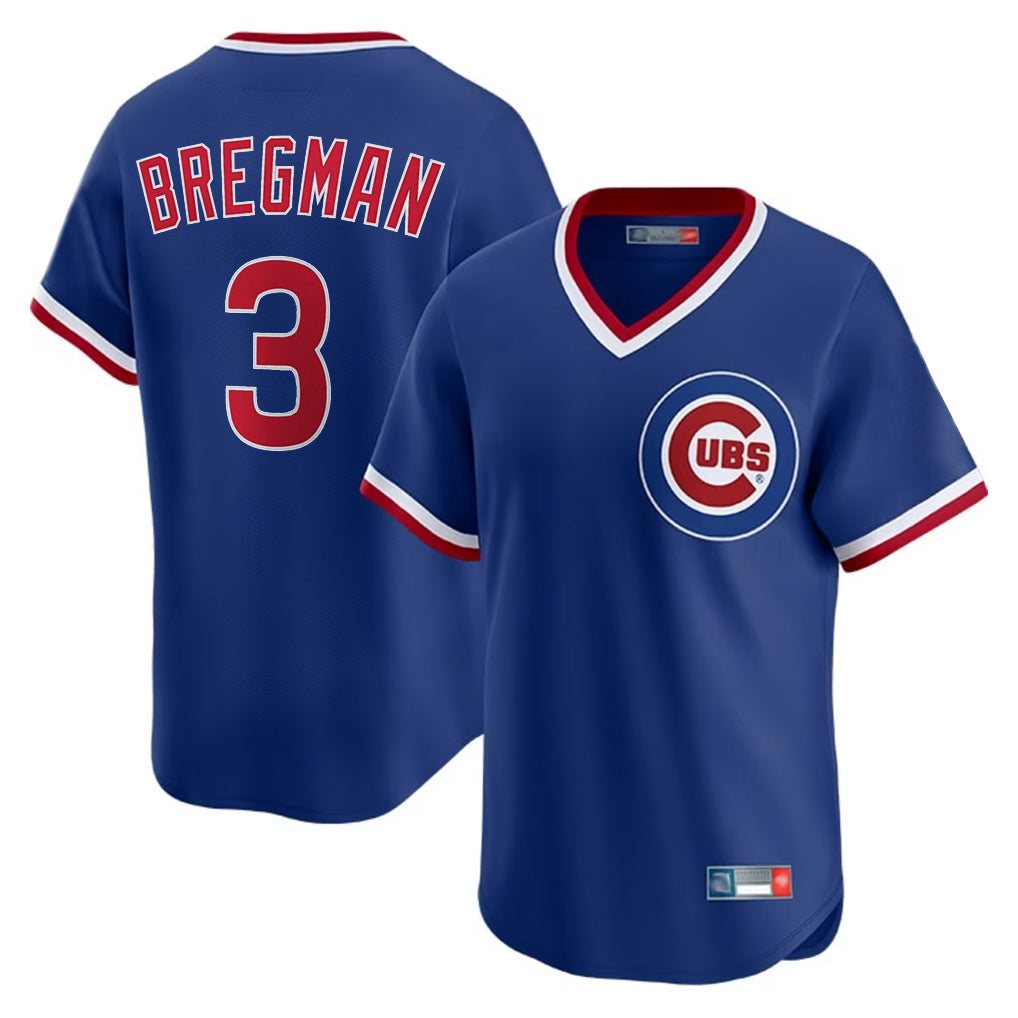 Chicago Cubs #3 Alex Bregman Player Royal CLOTHIN T-shirt Cooperstown Collection Limited Stitched Jerseys