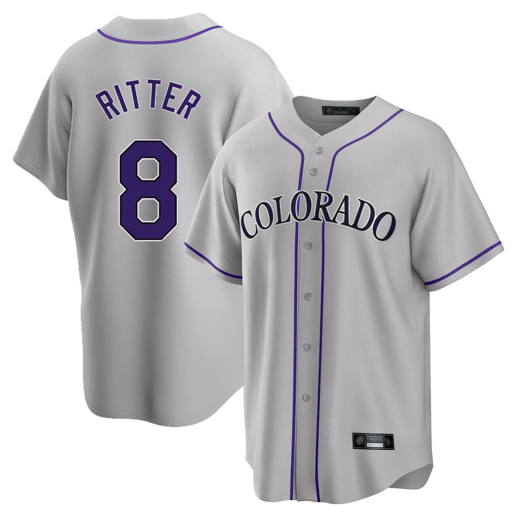 Colorado Rockies #8 Ryan Ritter Player Gray CLOTHIN Game Home Stitched Jerseys