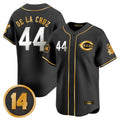 Cincinnati Reds #44 Elly De La Cruz Player Black-Gold CLOTHIN Vapor Premier Limited Home Stitched Jerseys