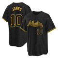 Atlanta Braves #10 Chipper Jones Player Black CLOTHIN Snake Skin City Home Game Stitched Jerseys