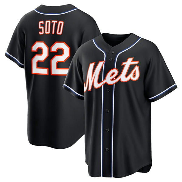 New York Mets #22 Juan Soto 2026 Black CLOTHIN Out Stitched Jersey