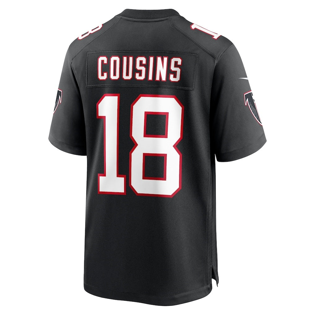 A.Falcons #18 Kirk Cousins Black CLOTHIN Alternate Game Player Jersey