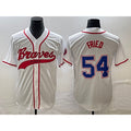 Atlanta Braves #54 Max Fried White CLOTHIN Cool Base With Patch Stitched Jersey
