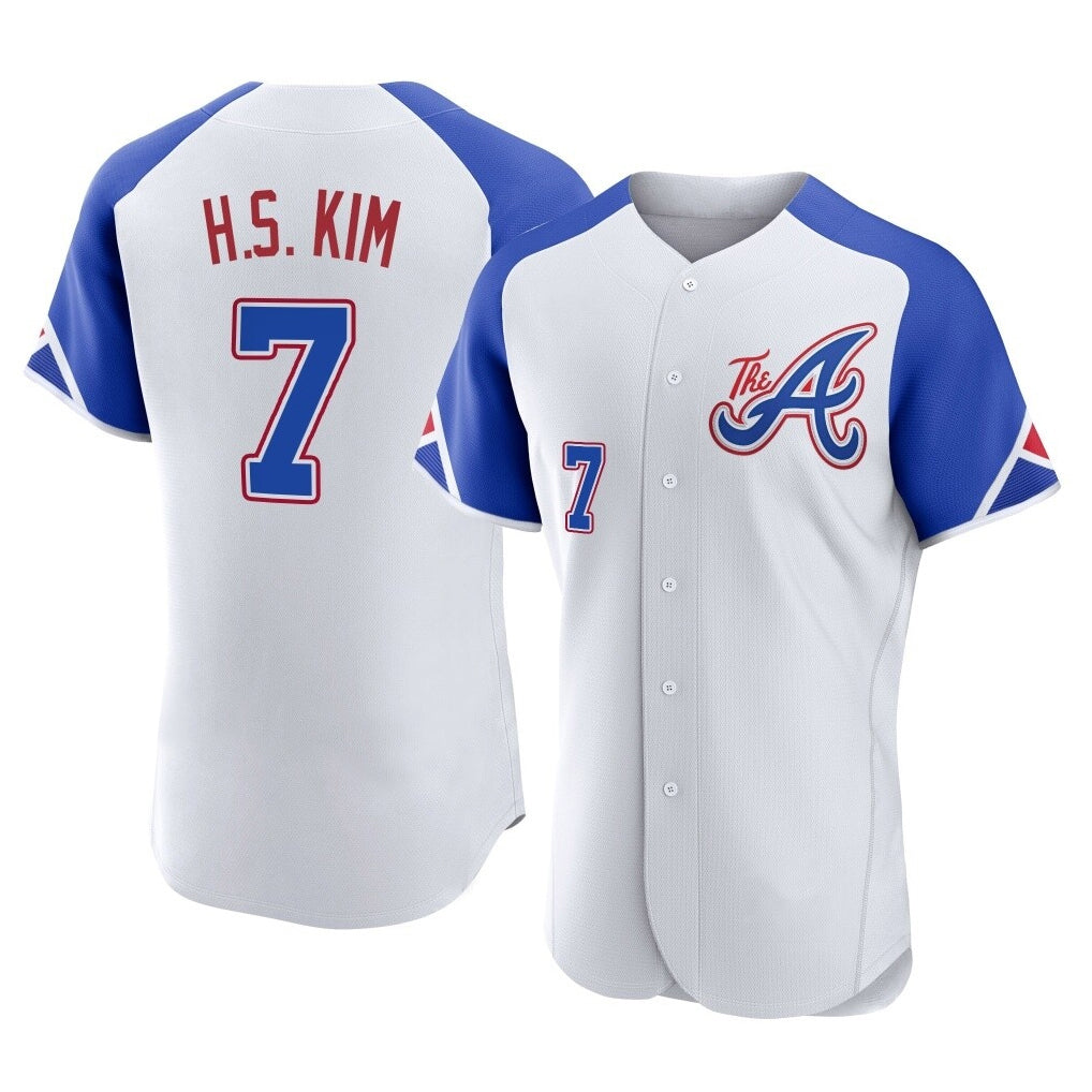 Atlanta Braves #7 Ha-Seong Kim Player White CLOTHIN City Connect Limited Elite Home Game Stitched Jerseys
