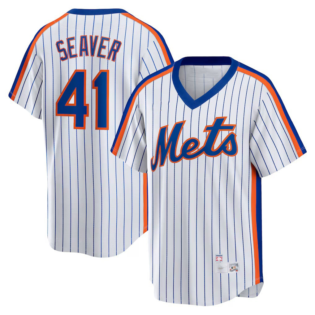New York Mets #41 Tom Seaver White CLOTHIN Home Cooperstown Collection Player Jersey