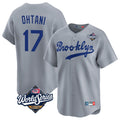 Los Angeles Dodgers #17 Shohei Ohtani Player Gray CLOTHIN World Series Game Limited Home Stitched Jerseys