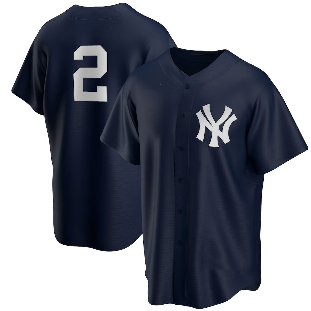 New York Yankees #2 Derek Jeter Navy CLOTHIN Alternate Replica Player Jersey