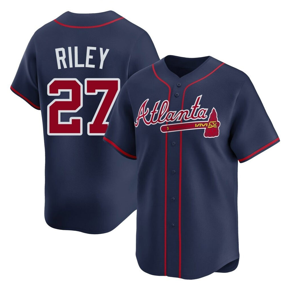 Atlanta Braves #27 Austin Riley Player Navy CLOTHIN Limited Home Game Stitched Jerseys