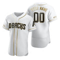 Custom Arizona Diamondbacks White CLOTHIN Stitched Flex Base Golden Edition Jersey