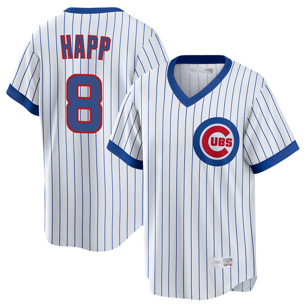 Chicago Cubs #8 Ian Happ Player White CLOTHIN T-shirt Cooperstown Collection Limited Stitched Jerseys