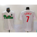 Philadelphia Phillies #7 Trea Turner White Green CLOTHIN Cool Base Stitched Jersey 2