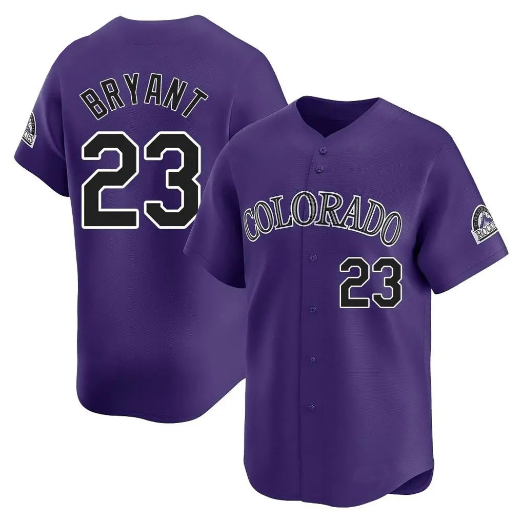 Colorado Rockies #23 Kris Bryant Player Purple CLOTHIN Limited Home Stitched Jerseys