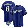 Los Angeles Dodgers #8 Enrique Hern¨¢ndez Player Royal CLOTHIN World Series Meet City Connect Home Game Stitched Jerseys