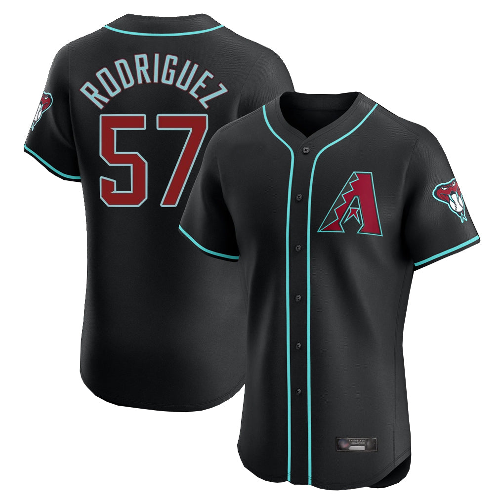 Arizona Diamondbacks #57 Eduardo Rodriguez Player Black CLOTHIN Limited Elite Home Game Stitched Jerseys