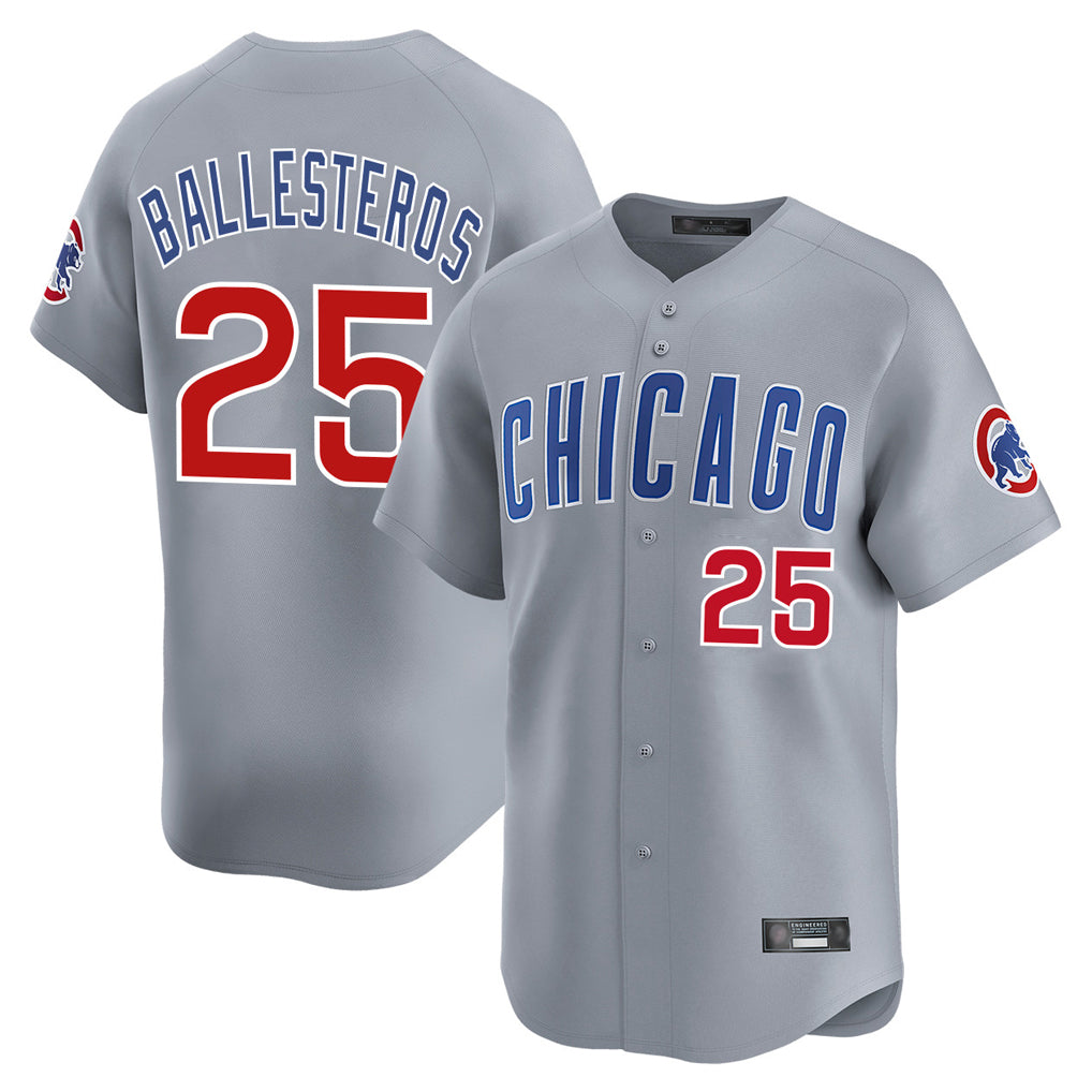 Chicago Cubs #25 Moises Ballesteros Player Gray CLOTHIN Road Limited Home Stitched Jerseys