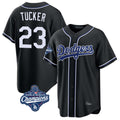 Los Angeles Dodgers #23 Kyle Tucker Player Black CLOTHIN World Series Meet Carbon Limited Home Stitched Jerseys