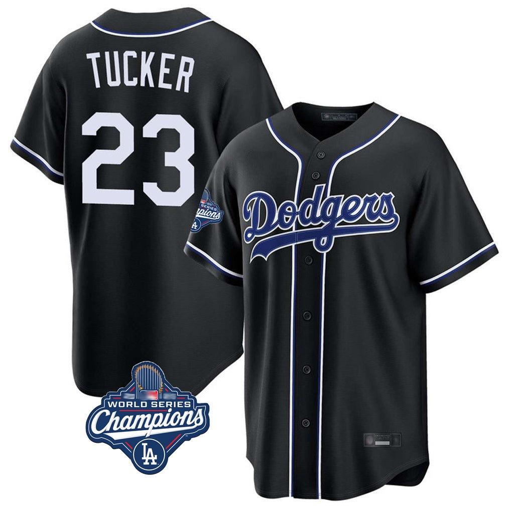Los Angeles Dodgers #23 Kyle Tucker Player Black CLOTHIN World Series Meet Carbon Limited Home Stitched Jerseys