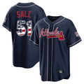 Atlanta Braves #51 Chris Sale Player Navy CLOTHIN USA 250 Fourth Of July Limited Home Game Stitched Jerseys