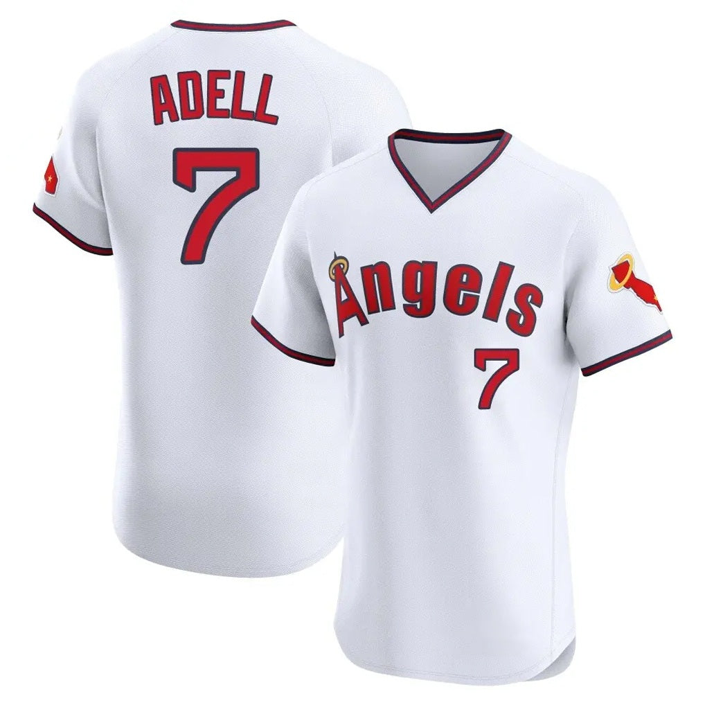 Los Angeles Angels #7 Jo Adell Player White CLOTHIN T-shirt Home Limited Elite Stitched Jerseys