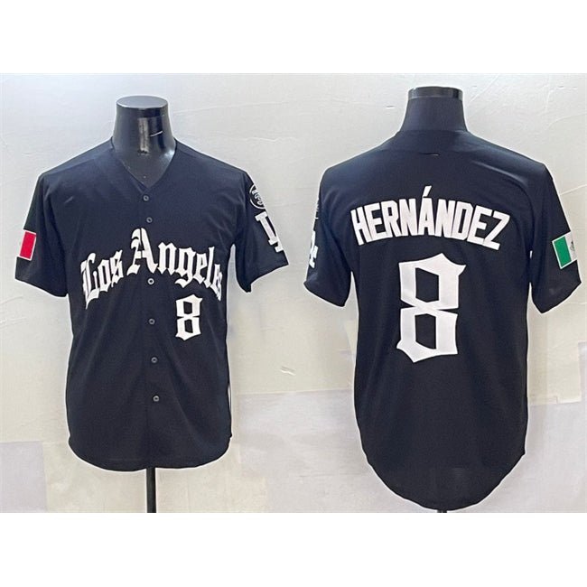 Los Angeles Dodgers #8 Enrique Hernandez Black CLOTHIN Mexico 2025 LA Gothic Style With Fernando Patch Vapor Premier Limited Stitched Jersey