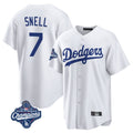 Los Angeles Dodgers #7 Blake Snell Player White CLOTHIN Game World Series Meet Stitched Jerseys